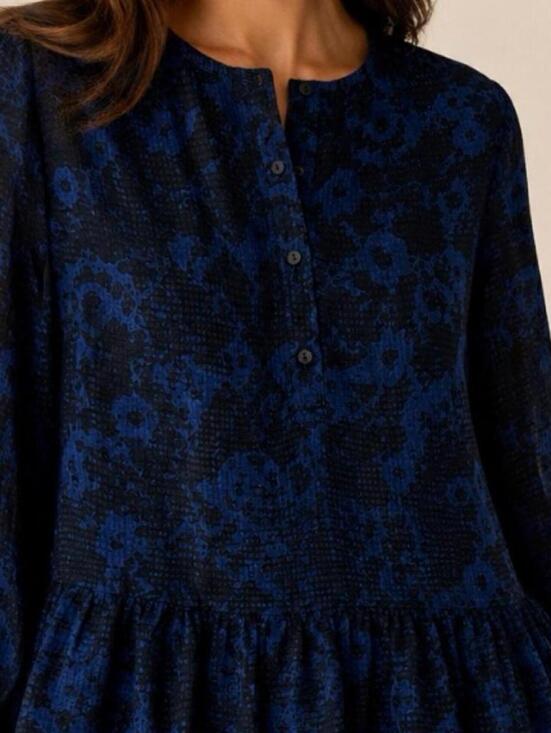 Zara Dresses & Skirts - Zara Blue Floral Button-Up Tunic Top Medium Casual